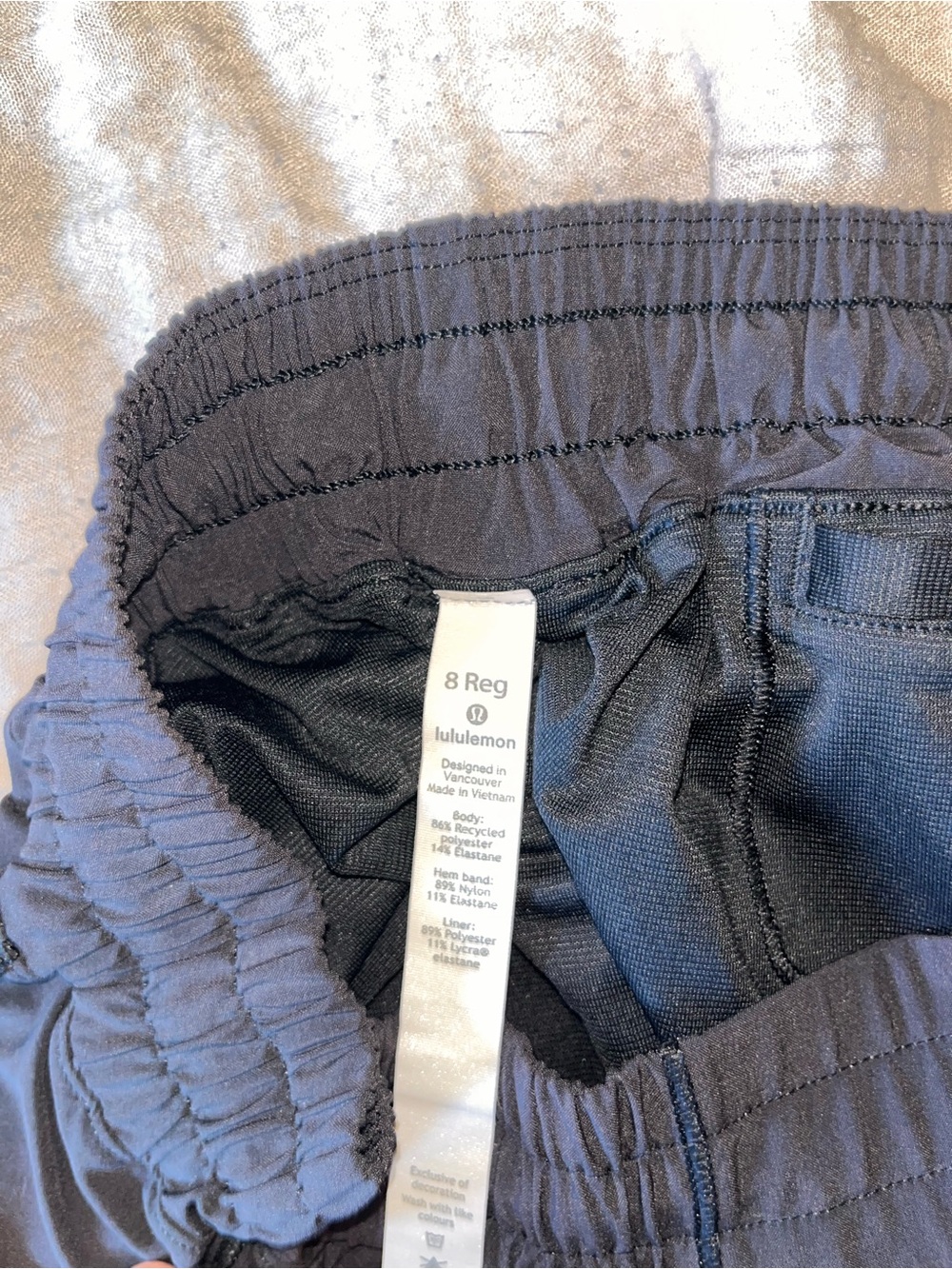 lululemon Black Elastic Waist Shorts, Size 8